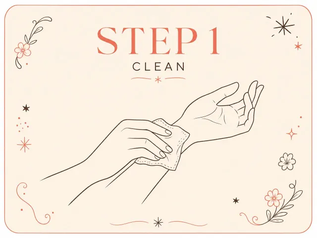 Step 1 Clean temporary tattoo application illustration