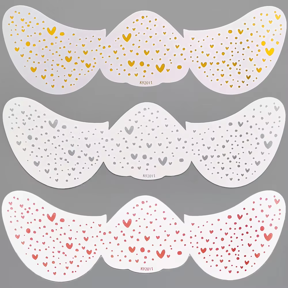 Tiny mixed face accents with stars, hearts, and dotted motifs for playful styling.