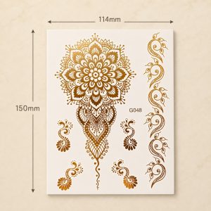 Full sheet of gold mehndi floral temporary tattoo designs