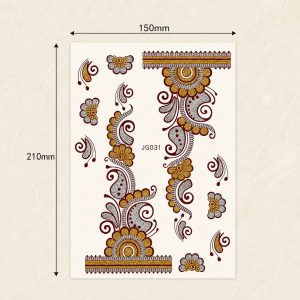 Full sheet of colorful curved floral temporary tattoo designs