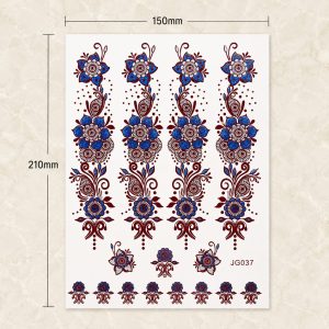 Full sheet of colorful floral paisley temporary tattoo designs