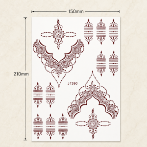 Full sheet of brown mehndi lace temporary tattoo designs