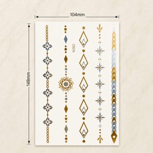 Full sheet of metallic charm band temporary tattoo designs