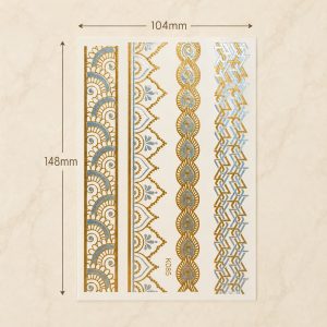 Full sheet of metallic bracelet band temporary tattoo designs