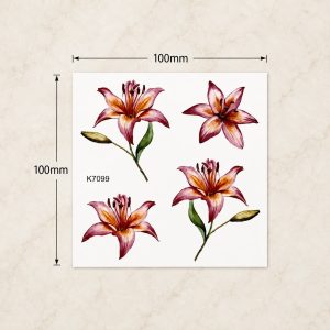 Full sheet of pink lily temporary tattoo designs