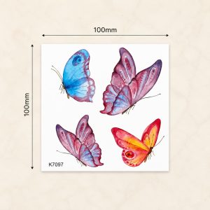 Full sheet of watercolor butterfly temporary tattoo designs
