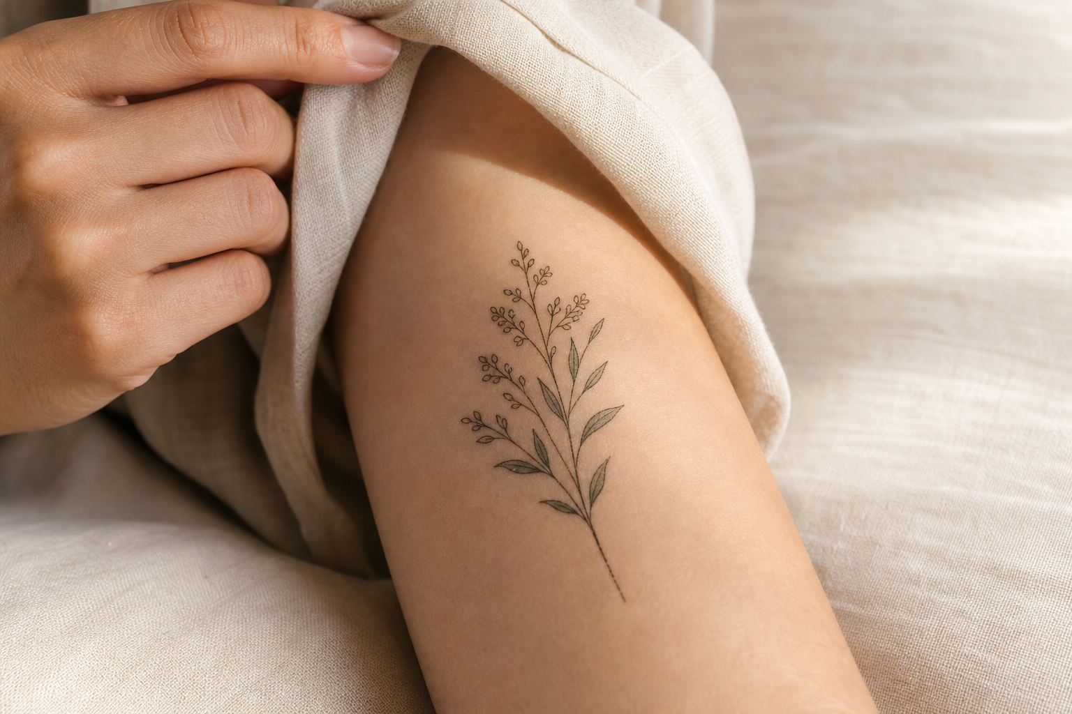 Letting a temporary tattoo dry before normal wear.