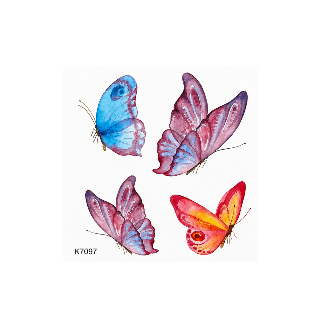 Beauty of Papers butterfly temporary tattoo sheet shown as an example for checking usable motif count.
