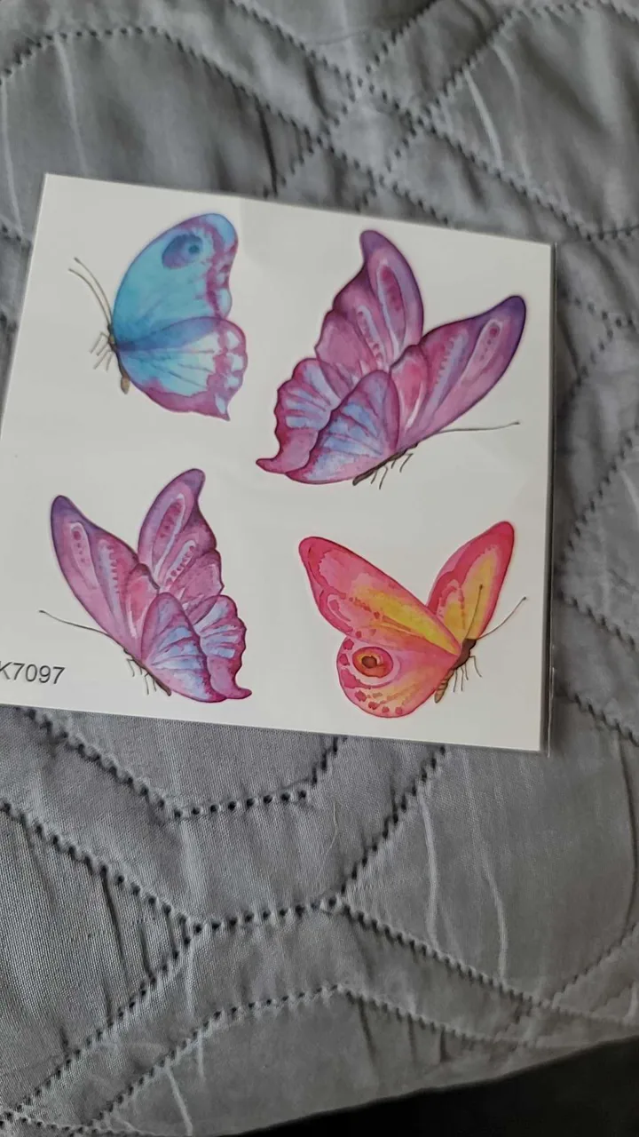 TikTok Shop customer photo of the K7097 watercolor butterfly temporary tattoo sheet